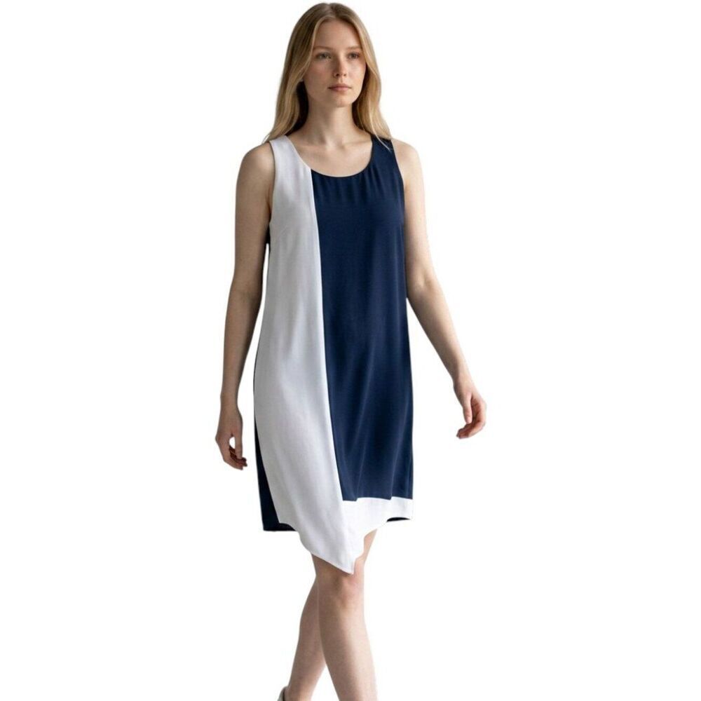 Finders Keepers Colorblock Shift Dress Blue White Sleeveless Size S Minimalist